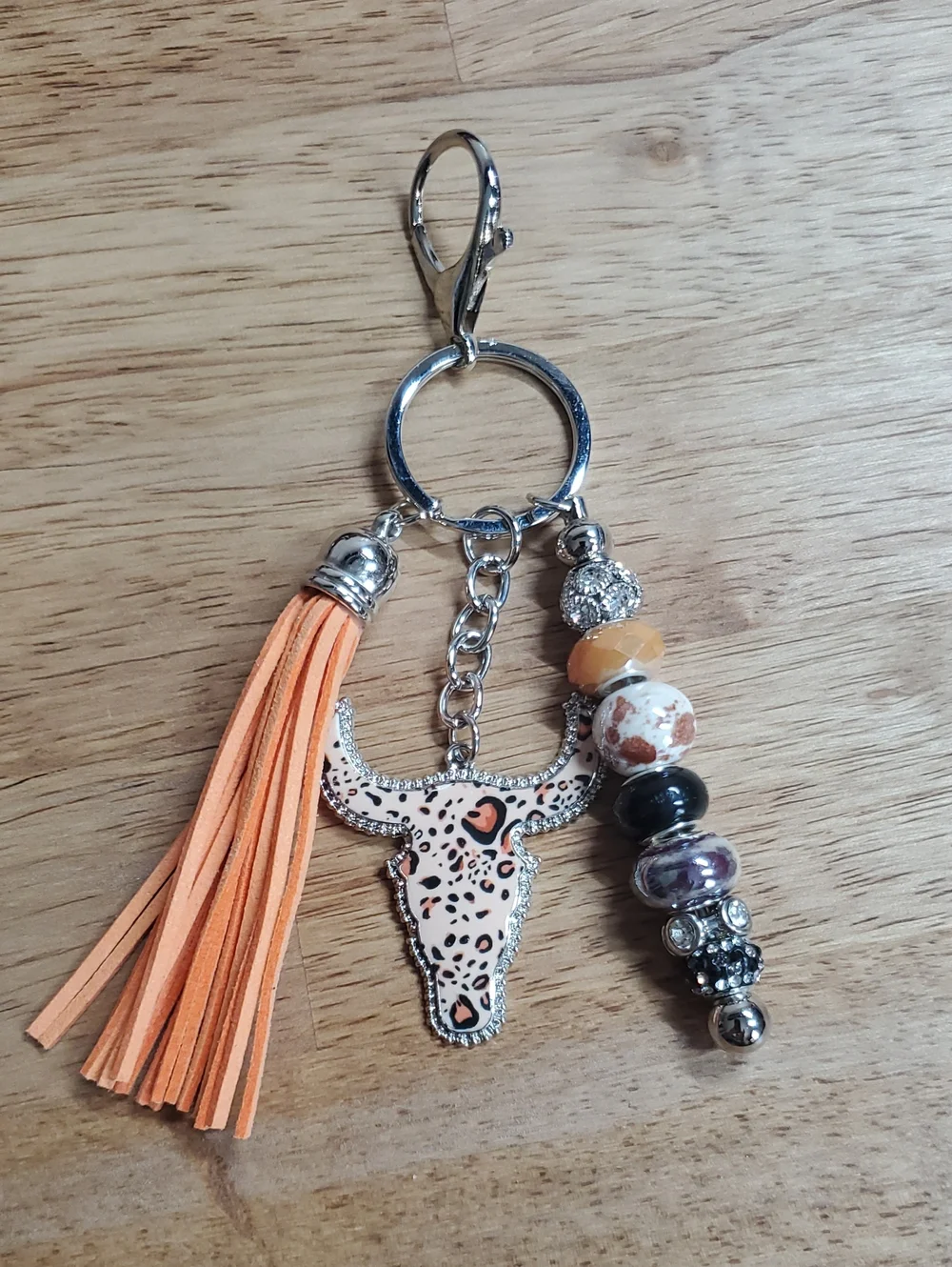 Western Style Orange And Brown Keychain